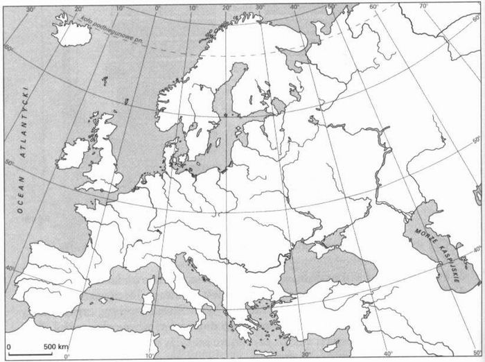 Mapa Konturowa Europy Z Rzekami Zadania